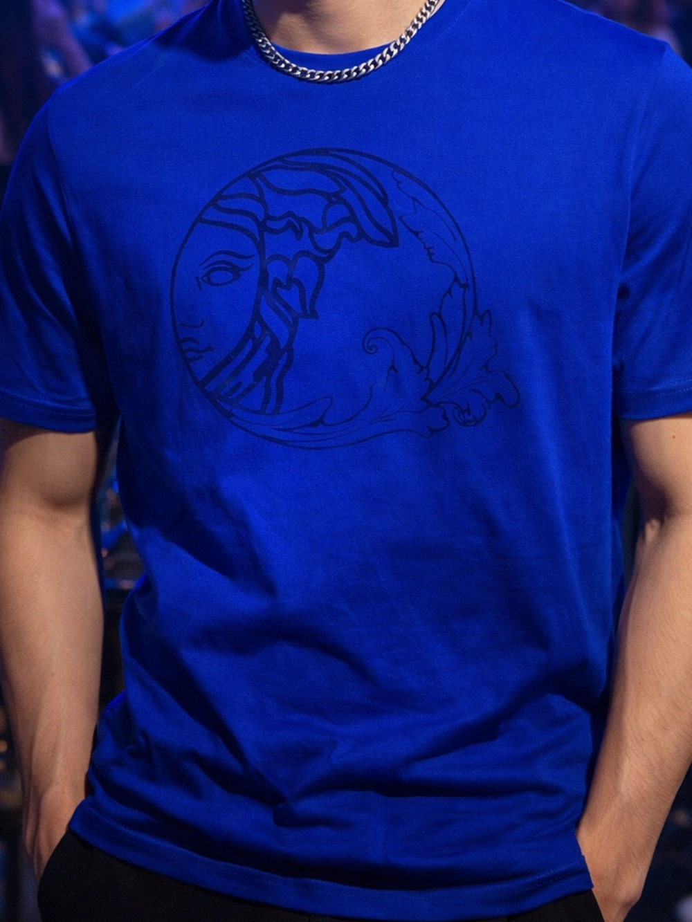 Versace Medusa T Shirt Blue Tonal